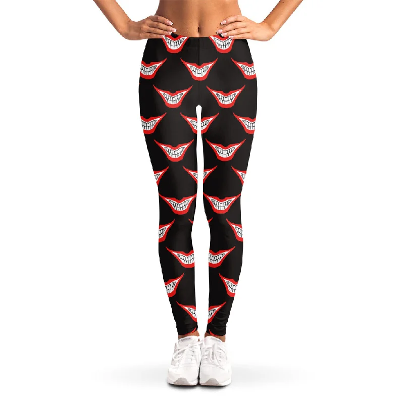 Joker Smile Pattern Print Women's Leggings Trendy Sports Performance Leggings