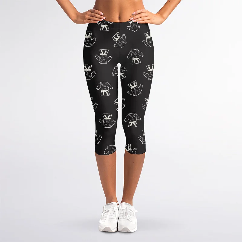 Karate Gi Pattern Print Women's Capri Leggings Comfortable Leggings with Pockets