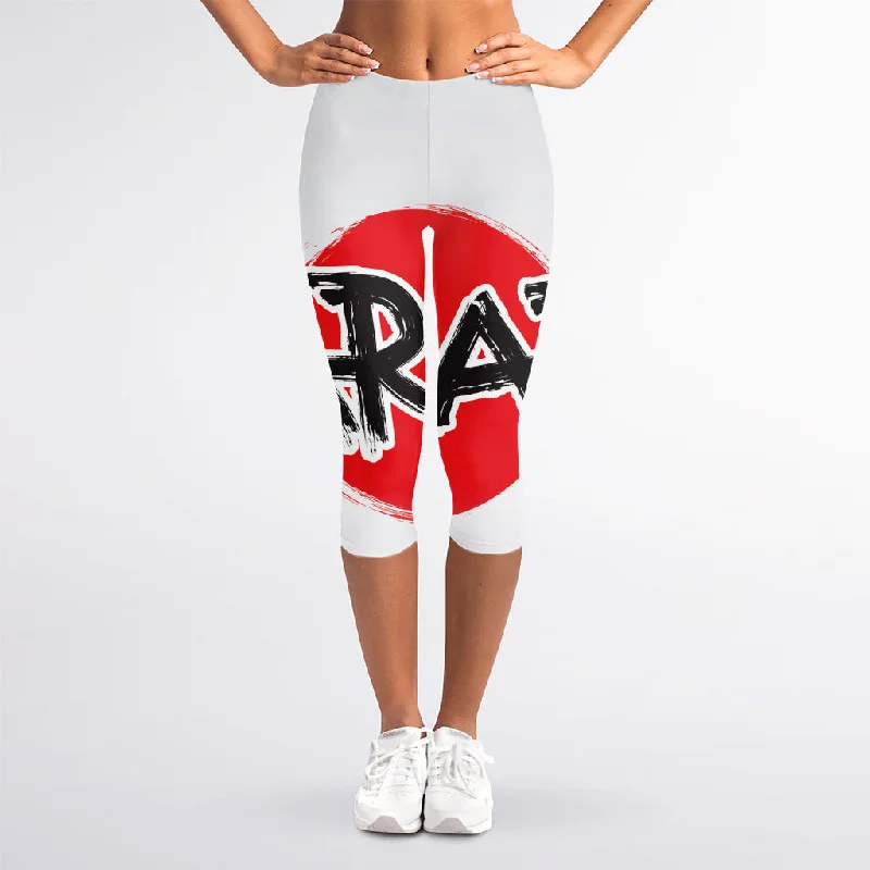 Karate Text Print Women's Capri Leggings Comfortable Slim Fit Leggings