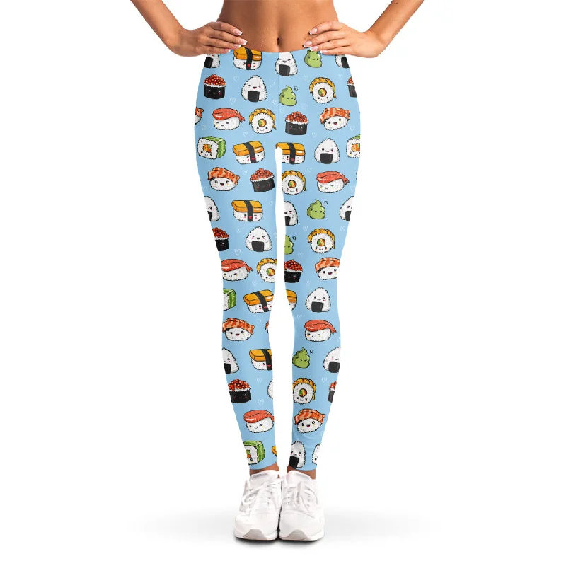 Kawaii Japanese Sushi Pattern Print Women's Leggings Stylish Yoga Leggings