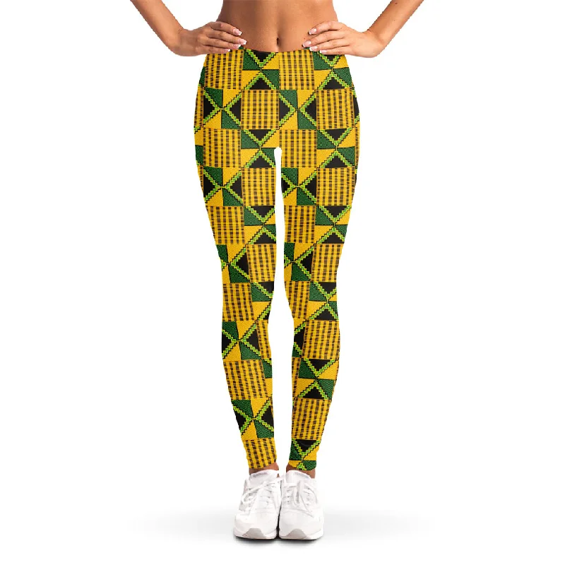 Kente Ethnic Pattern Print Women's Leggings Fashionable Minimal Active Leggings