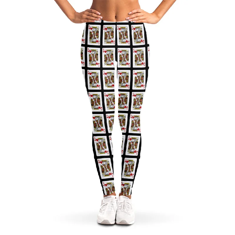 King Of Hearts Pattern Print Women's Leggings Stylish Ultra Stretch Leggings