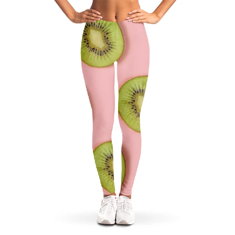 Kiwi Slices Pattern Print Women's Leggings Fashionable Full-Length Active Leggings