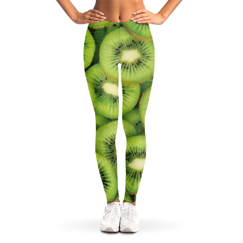 Kiwi Slices Print Women's Leggings Comfortable Slip-On Compression Leggings