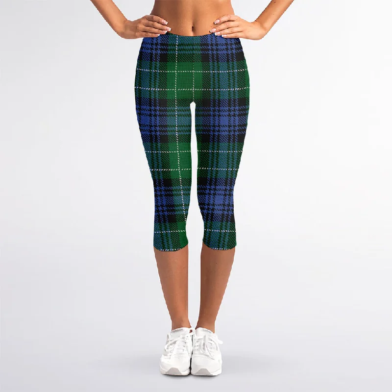 Knitted Scottish Plaid Print Women's Capri Leggings Cozy Full-Length Workout Leggings