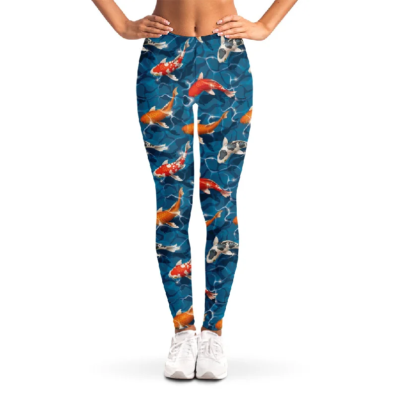 Koi Fish Pattern Print Women's Leggings Comfortable Printed Workout Leggings