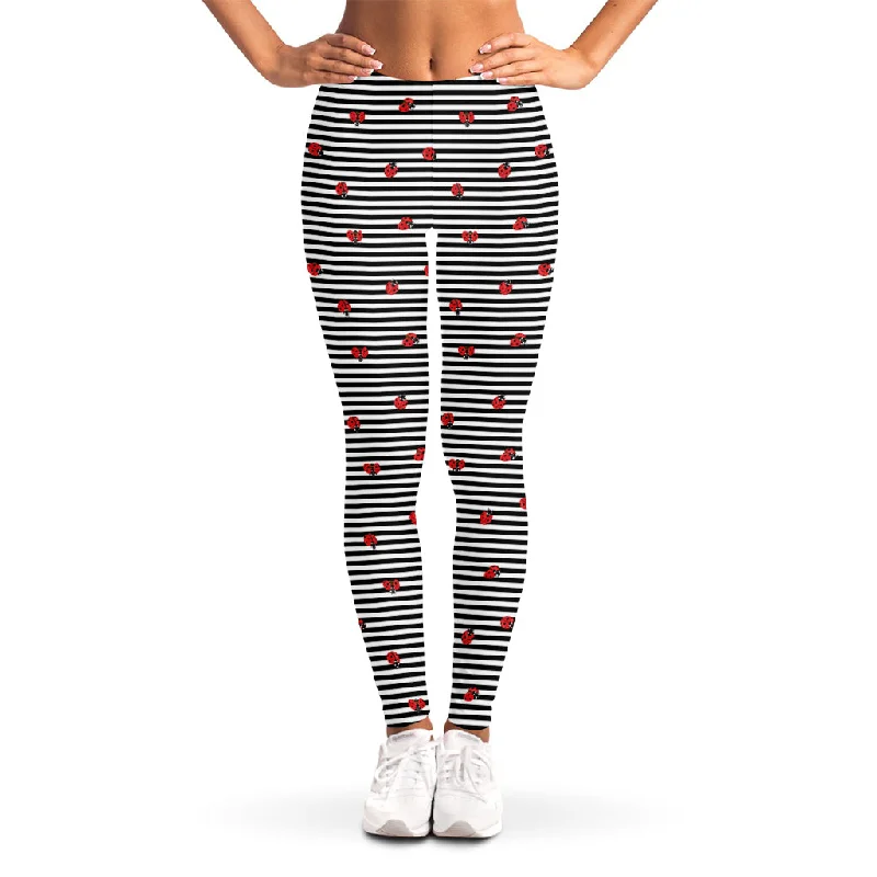 Ladybug Striped Pattern Print Women's Leggings Stylish Sweatproof Leggings