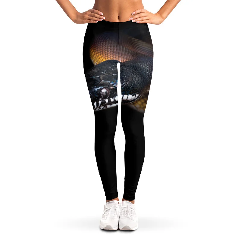 Leiopython Snake Print Women's Leggings Cozy Reflective Detail Leggings