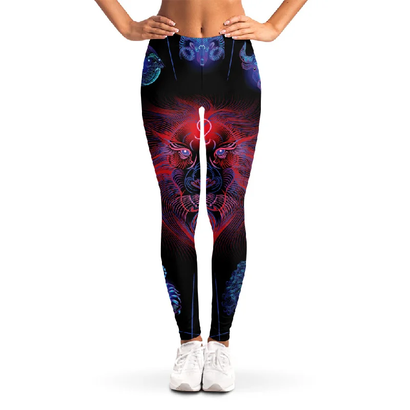 Leo And Astrological Signs Print Women's Leggings Comfortable Slip-On Leggings