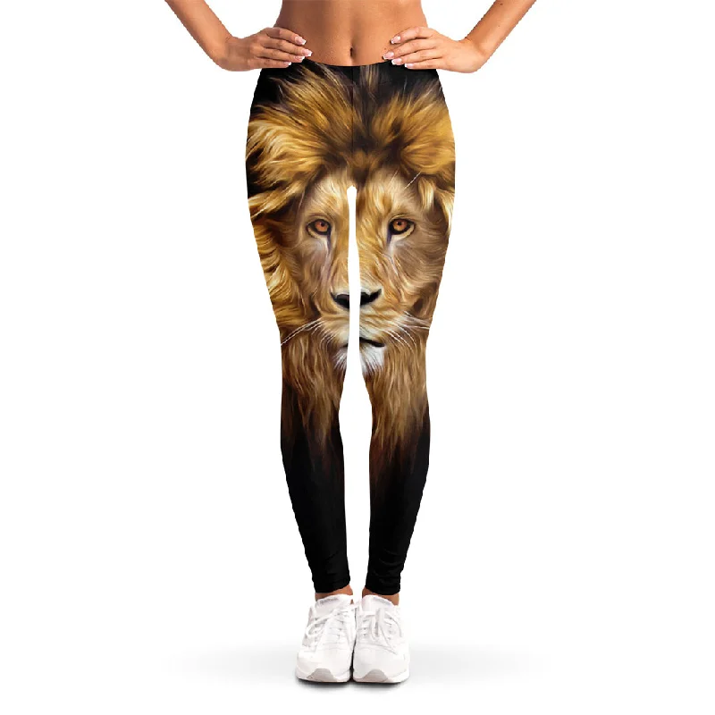 Leo Portrait Print Women's Leggings Comfortable Bootcut Workout Leggings