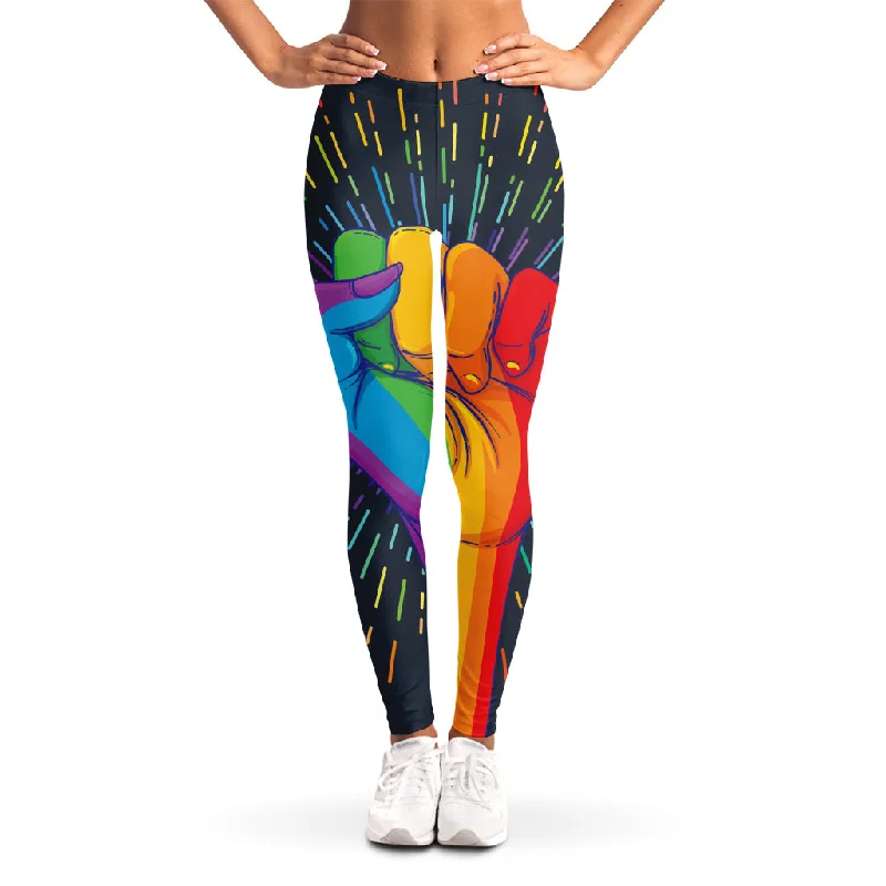 LGBT Pride Rainbow Hand Print Women's Leggings Comfortable Lounge Leggings