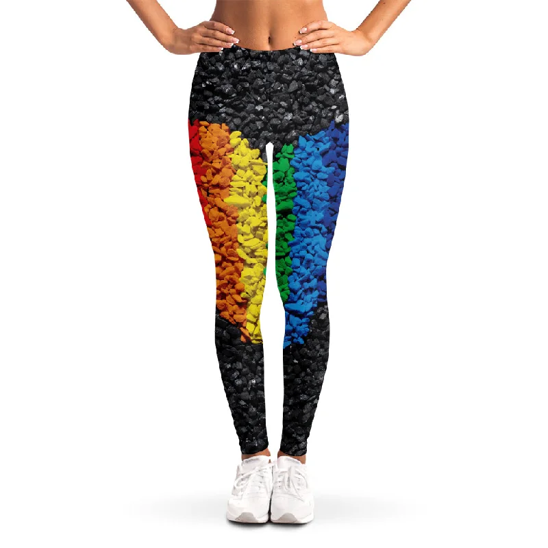 LGBT Pride Rainbow Heart Stones Print Women's Leggings Trendy Sports Performance Leggings