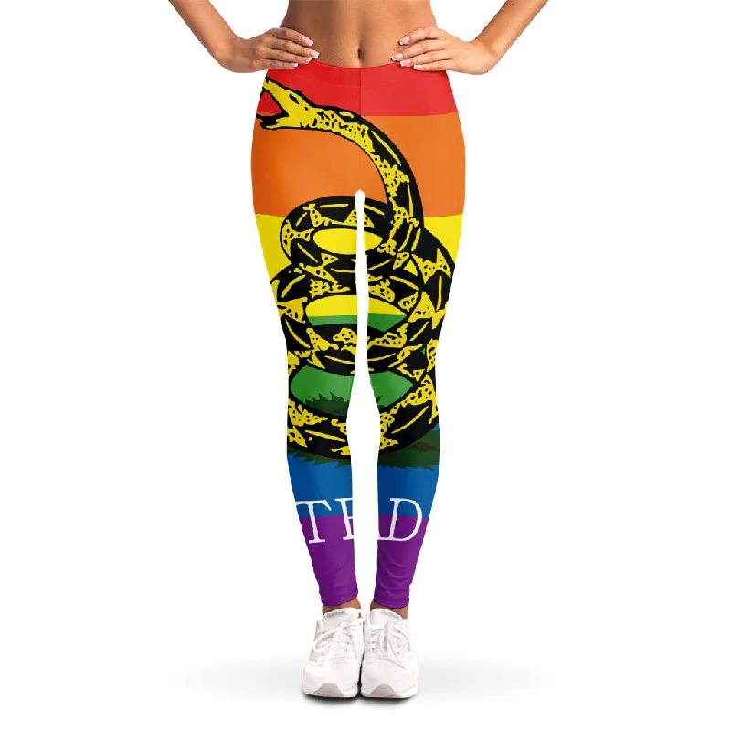 LGBT Rainbow Gadsden Flag Print Women's Leggings Stylish Yoga Leggings